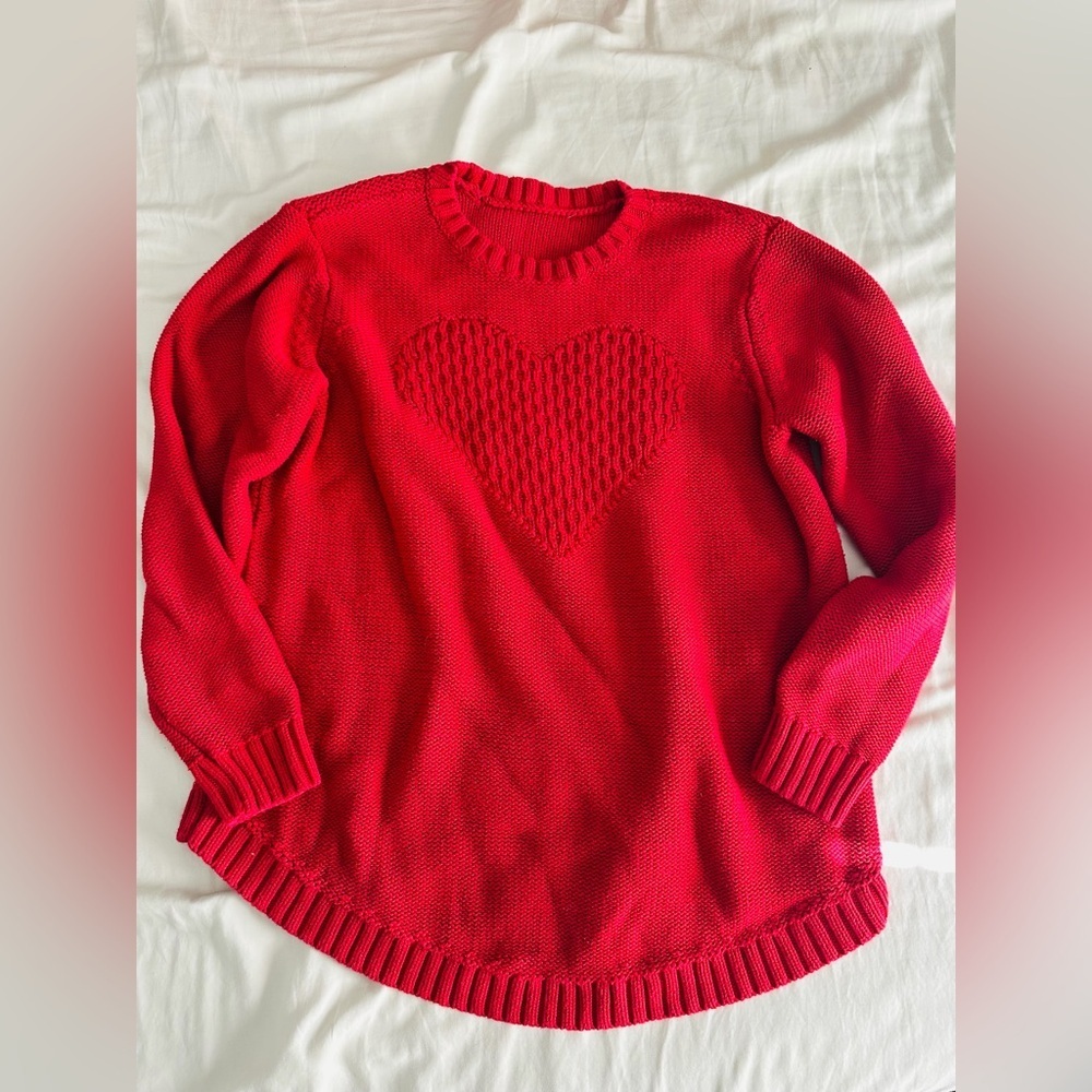 Vintage red heart cotton sweater small